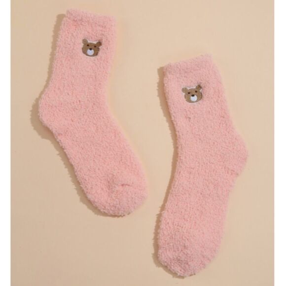 Bear Embroidered Fuzzy Socks - Picture 4 of 4